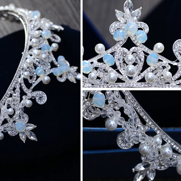 Classic Elegant Ocean Blue Bridal Jewelry 2017 Metal Beading Crystal Rhinestone Headpieces Wedding Prom Accessories
