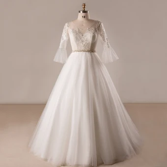 Amazing Unique White Wedding Dresses 2017 A Line Princess V Neck Tulle Lace Beading Appliques Backless Wedding