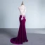 Amazing / Unique Purple Evening Dresses  2017 Trumpet / Mermaid V-Neck Polyester Beading Sequins Appliques Backless Evening Party Formal Dresses