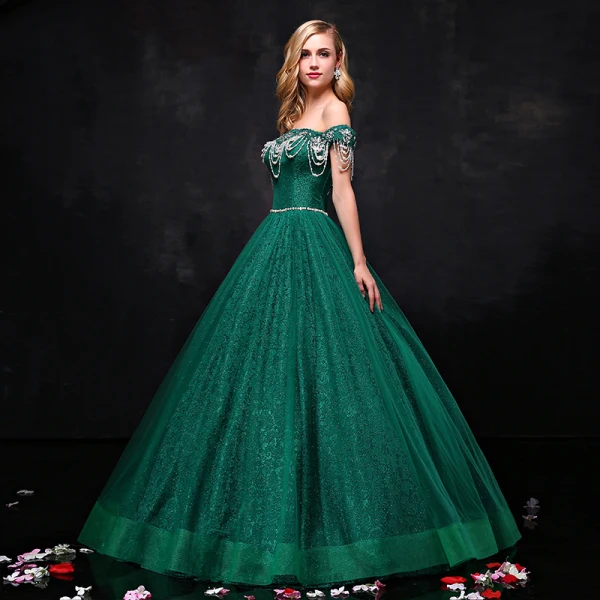 Luxury / Gorgeous Dark Green Prom Dresses 2017 A-Line / Princess Tulle Backless Beading Rhinestone Evening Party Formal Dresses