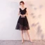 Chic / Beautiful 2017 Black Graduation Dresses V-Neck Lace Backless Homecoming A-Line / Princess Cocktail Party Party Dresses