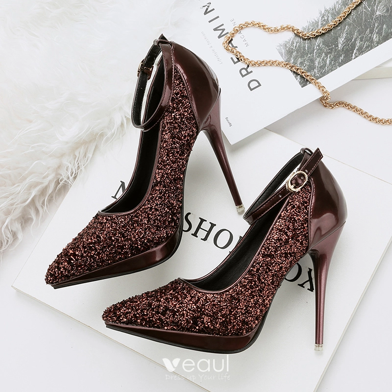 Stylish Ankle Strap High Heel Wedding Thick Heel Pumps With Thick Flock And  Buckle For Women Perfect For Parties And Special Occasions From Tieshome,  $19 | DHgate.Com