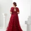 Flower Fairy Burgundy Plus Size Evening Dresses  2018 A-Line / Princess Lace-up U-Neck Tulle Appliques Backless Evening Party Prom Dresses