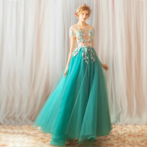 green holographic dress Lovelo Bright Jade Sleeveless Cotton Maxi Dress main image 1