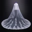 Simple Blanche Mariage Tulle En Dentelle Appliques 4 m Cathedral Train Voile De Mariée 2018