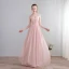 Chic / Beautiful Floor-Length / Long Blushing Pink Evening Dresses  2018 A-Line / Princess V-Neck Chiffon Lace-up Pierced Evening Party Formal Dresses
