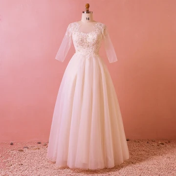 Chic Belle Blanche Longue Mariage 2018 Princesse Tulle U Cou Appliques Dos Nu Perlage Paillettes Robe De Mariée