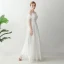 Chic / Beautiful White Floor-Length / Long Evening Dresses  2018 A-Line / Princess U-Neck Tulle Appliques Backless Beading Wedding Evening Party Formal Dresses