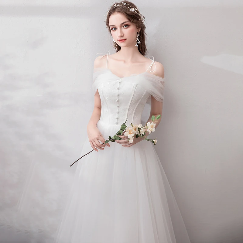 sachin and babi light blue dress Classic Illusion Lace Back Long Wedding Dress Light Ivory main image 1