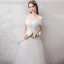 Classic Elegant White Evening Dresses  2019 A-Line / Princess Lace Tulle V-Neck Backless Embroidered Beach Church Formal Dresses