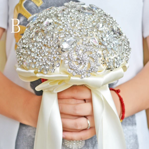 Luxury / Gorgeous Silver Metal Beading Crystal Rhinestone Wedding Flowers 2019