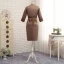 Amazing / Unique Brown With Shawl Trumpet / Mermaid Mother Of The Bride Dresses 2019 Lace Satin U-Neck Embroidered Church Short Wedding Party Dresses