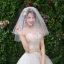 Chic / Belle Blanche Mariage Dentelle Tulle Appliques Courte Voile De Mariée 2019