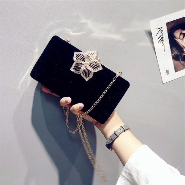 Modern / Fashion Red Clutch Bags Beading Flower Velour Cocktail Party Evening Party Accessories 2019