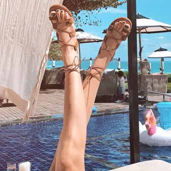 Bohemia Modern Fashion Brown Outdoor Garden Womens Sandals Beach Summer Strappy X Strap Flat Womens Shoes 2019