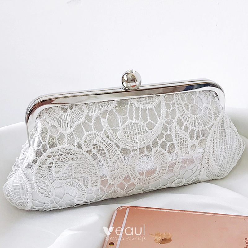 Chic Belle Blanche Pochette Dentelle Brode Fait main Cocktail Soiree Accessorize 2019