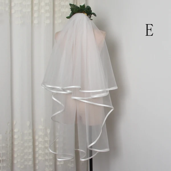 Modest / Simple White Short Wedding Veils Chiffon Wedding Accessories 2019