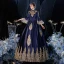 Vintage / Retro Medieval Navy Blue Prom Dresses 2021 A-Line / Princess High Neck Zipper Up Long Sleeve Floor-Length / Long 3D Lace Backless Prom Formal Dresses