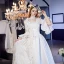 Vintage / Retro Medieval Elegant White Ball Gown Prom Dresses 2021 Long Sleeve Square Neckline Crossed Straps Floor-Length / Long Lace Satin Printing Cosplay Prom Formal Dresses