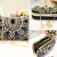 Luxe 2017 Noire Feuille Cristal Glitter Faux Diamant PU Plage Église Jardin / Extérieur Pochette