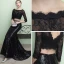Chic / Beautiful 2 Piece Black Evening Dresses  2017 Trumpet / Mermaid U-Neck Lace Appliques Backless Evening Party Formal Dresses