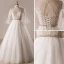 Unique Blanche Robe De Mariée 2017 Princesse V-Cou Tulle En Dentelle Perlage Appliques Dos Nu Mariage