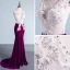 Amazing / Unique Purple Evening Dresses  2017 Trumpet / Mermaid V-Neck Polyester Beading Sequins Appliques Backless Evening Party Formal Dresses