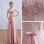 Chic / Beautiful Pearl Pink Evening Dresses  A-Line / Princess Lace Strapless Corset Floor-Length / Long 2017 Appliques Backless Beading Rhinestone Evening Party Formal Dresses