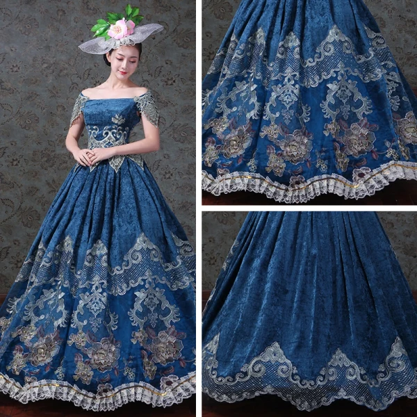 Vintage / Retro Royal Blue Ball Gown Prom Dresses 2018 Charmeuse Lace-up Ankle Strap Flower Strapless Prom Formal Dresses