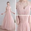 Chic / Beautiful Floor-Length / Long Blushing Pink Evening Dresses  2018 A-Line / Princess V-Neck Chiffon Lace-up Pierced Evening Party Formal Dresses