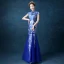 Chinese style Royal Blue Floor-Length / Long Evening Dresses  2018 Trumpet / Mermaid High Neck Charmeuse Evening Party Appliques Printing Formal Dresses