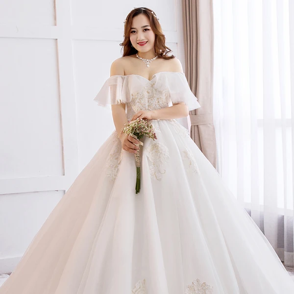 Modern / Fashion White Plus Size Wedding Dresses 2019 Ball Gown Lace Tulle Appliques Backless Strapless Chapel Train Wedding