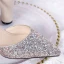 Mooie / Prachtige Goud Huwelijk Bruidsschoenen 2020 Glans Pailletten Polyester 7 cm Feest Avond Spitse Neus Damesschoenen