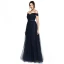 Modest / Simple Navy Blue Evening Dresses  2020 A-Line / Princess Tulle Off-The-Shoulder Floor-Length / Long Sleeveless Puffy Cocktail Party Evening Party Formal Dresses
