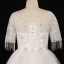Luxury / Gorgeous Ivory Plus Size Ball Gown Wedding Dresses 2021 Crossed Straps 1/2 Sleeves V-Neck Tulle Satin Lace Handmade  Beading Backless Appliques Tassel Cathedral Train Wedding