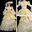 Vintage / Retro Medieval Yellow Ball Gown Prom Dresses 2021 Floor-Length / Long U-Neck Long Sleeve Beading Crystal Embroidered Cosplay Prom Formal Dresses