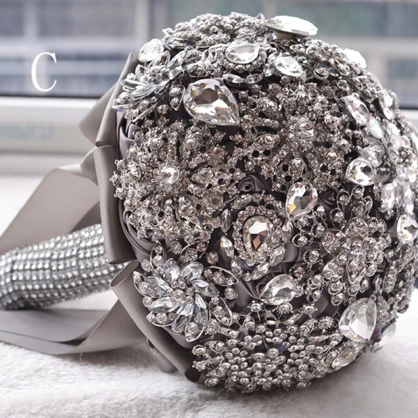 Luxury / Gorgeous Silver Metal Beading Crystal Rhinestone Wedding Flowers 2019