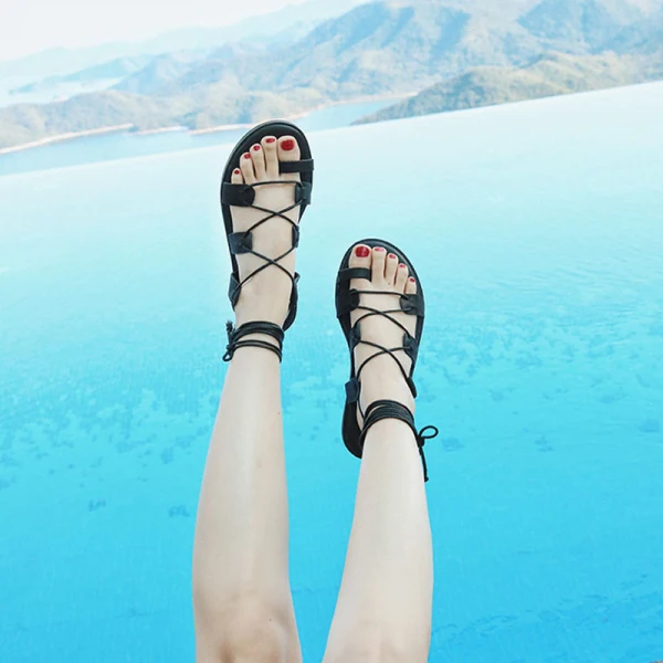 Bohemia Modern / Fashion Brown Outdoor / Garden Womens Sandals Beach Summer Strappy X-Strap Flat Womens Shoes 2019