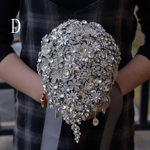 Luxury / Gorgeous Silver Metal Beading Crystal Rhinestone Wedding Flowers 2019