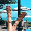 Bohemia Modern / Fashion Brown Outdoor / Garden Womens Sandals Beach Summer Strappy X-Strap Flat Womens Shoes 2019
