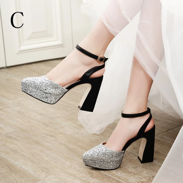 Mooie / Prachtige Goud Huwelijk Bruidsschoenen 2020 Glans Pailletten Polyester 7 cm Feest Avond Spitse Neus Damesschoenen