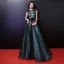 Modern / Fashion A-Line / Princess Sage Green Evening Dresses  2018 Scoop Neck Lace-up Printing Court Train Tulle Evening Party Prom Dresses