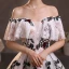 Chic / Beautiful White Rhinestone Lace Flower Prom Dresses 2022 Off-The-Shoulder A-Line / Princess Short Sleeve Backless Floor-Length / Long Formal Dresses