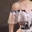 Chic / Beautiful White Rhinestone Lace Flower Prom Dresses 2022 Off-The-Shoulder A-Line / Princess Short Sleeve Backless Floor-Length / Long Formal Dresses