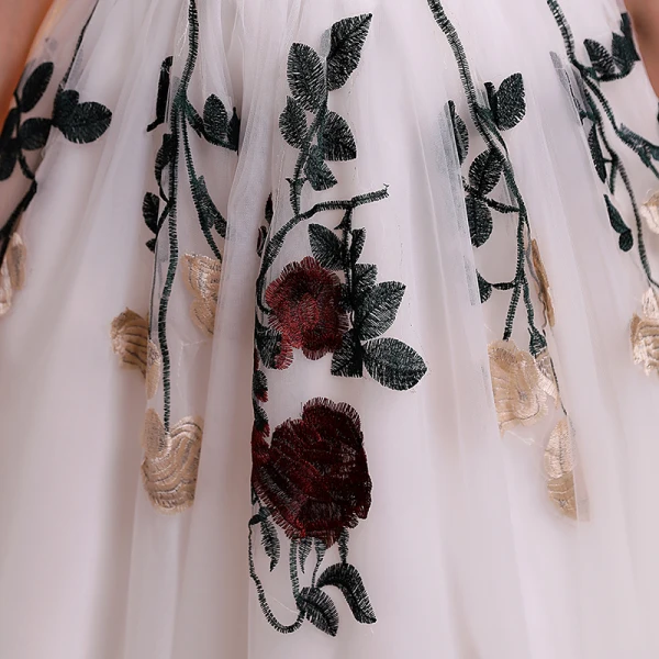 Chic / Beautiful White Rhinestone Lace Flower Prom Dresses 2022 Off-The-Shoulder A-Line / Princess Short Sleeve Backless Floor-Length / Long Formal Dresses