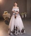 Chic / Beautiful White Rhinestone Lace Flower Prom Dresses 2022 Off-The-Shoulder A-Line / Princess Short Sleeve Backless Floor-Length / Long Formal Dresses