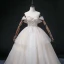 Elegant Blushing Pink Cascading Ruffles Prom Dresses 2022 Ball Gown Scoop Neck Rhinestone Lace Flower Short Sleeve Backless Floor-Length / Long Formal Dresses