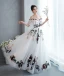 Chic / Beautiful White Rhinestone Lace Flower Prom Dresses 2022 Off-The-Shoulder A-Line / Princess Short Sleeve Backless Floor-Length / Long Formal Dresses