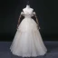 Elegant Blushing Pink Cascading Ruffles Prom Dresses 2022 Ball Gown Scoop Neck Rhinestone Lace Flower Short Sleeve Backless Floor-Length / Long Formal Dresses