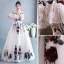 Chic / Beautiful White Rhinestone Lace Flower Prom Dresses 2022 Off-The-Shoulder A-Line / Princess Short Sleeve Backless Floor-Length / Long Formal Dresses